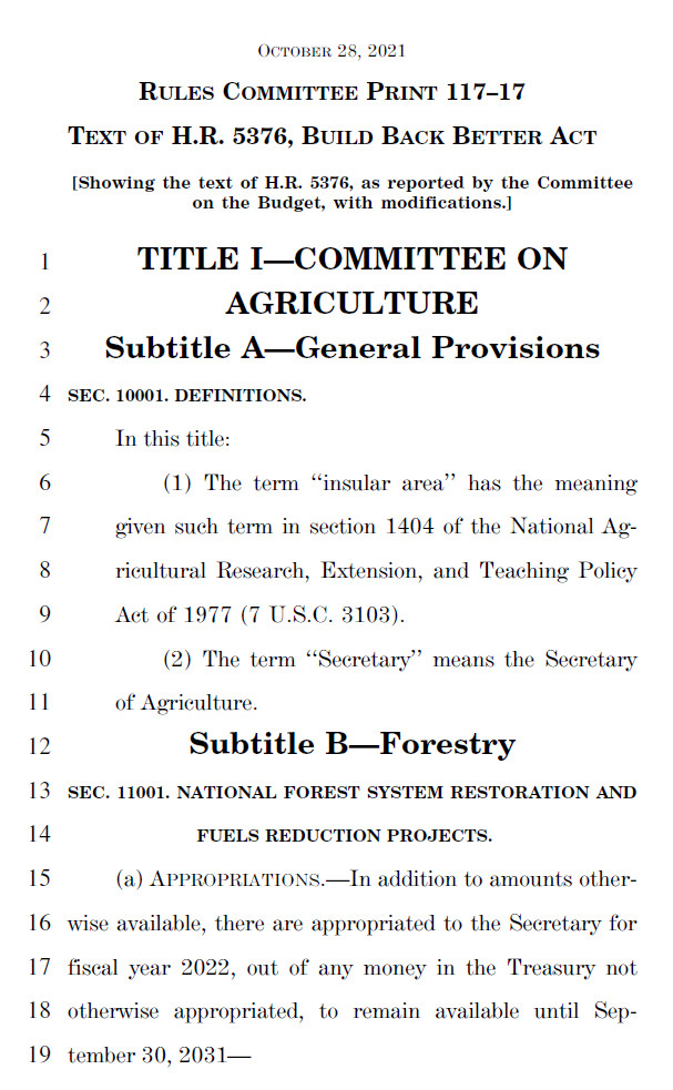 Full Text of the 1,684 page “Build Back Better” Bill