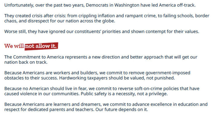 House GOP Launches “Commitment to America”
